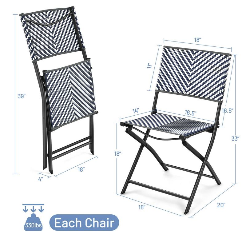 Costway Set of 4 Patio Folding Rattan Dining Chairs Camping Portable Garden, 2 of 11
