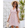 Clearlove Women's Ruffle Babydoll Dress Long/Short Sleeve V Neck High Waist Botton Casual Loose Flowy Swing Pleated Tunic Dress - 4 of 4