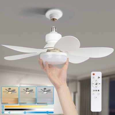 BlueAcorn 20.5" Socket Fan Light with Remote, 3500K-6500K color adjustable, 3 wind speeds, 1600 Lumens, E26