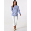 INSPIRE CHIC Women's Sweaters Long Sleeve Casual Striped Crewneck Pullover Top - 2 of 4