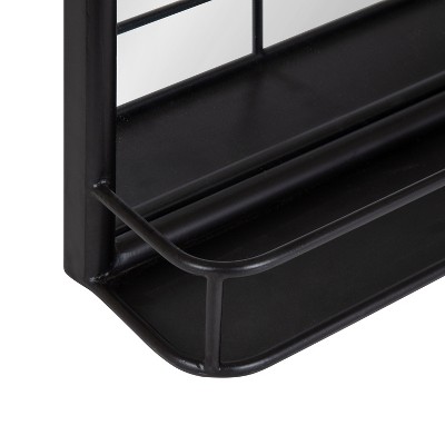 Estero 18x30 Black Metal-Forged Radius Rectangle Wall Mirror with Shelf