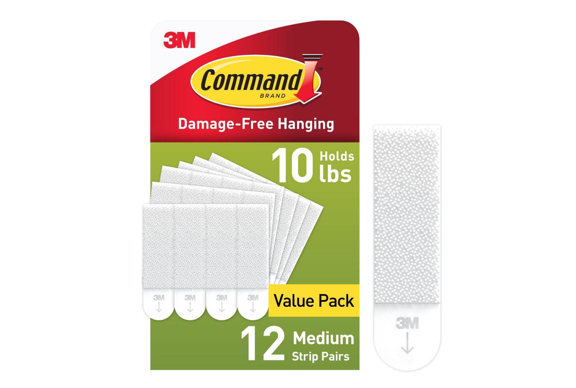 Command 12 Sets of Strips Picture Hanging Strips Value White: Plastic Adhesive Strip for Hanging Pictures Without Nails