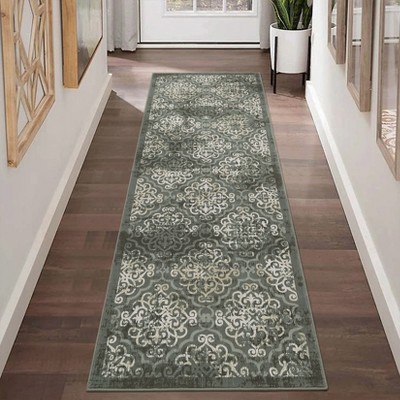 Washable Area Rug Vintage Distressed Rugs for Living Room Bedroom, Low Pile Non-Slip Rug