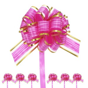 Unique Bargains Plastic Gold Edge Glossy Durable Ribbon Pull Bows 20 Count - 1 of 4
