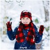 Girl's 6-12 Red And Black Checks Buffalo 3-Piece gloves scarf Hat Winter Set - 3 of 3