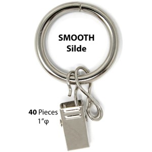 1-inch Metal Curtain Drapery Rings with Clips and Eyelets, 8 Finishes - 1 of 2