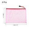 Unique Bargains Office Home Supply Pink Mesh Zipper File Document Bill Pouch Folders 6 Pcs - 2 of 4