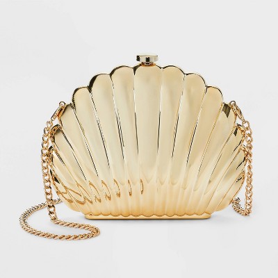 Shell Metal Clutch Crossbody Bag - A New Day™ Gold