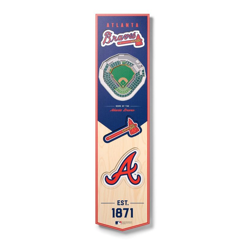8&#34; x 32&#34; MLB Atlanta Braves 3D Stadium Banner, 1 of 5