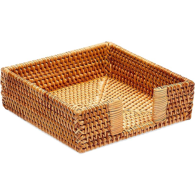 Farmlyn Creek Rattan Paper Napkin Holder for Tables, Kitchen & Home Decor, 7 x 7 x 2.34 in, 5 of 8