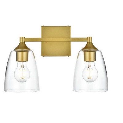 Elegant Lighting Gianni 2 light Brass and Clear Bath Sconce