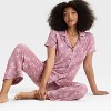 Women's Cloud Knit Short Sleeve Notch Collar Top and Cropped Pants Pajama Set - Auden™ - 3 of 3