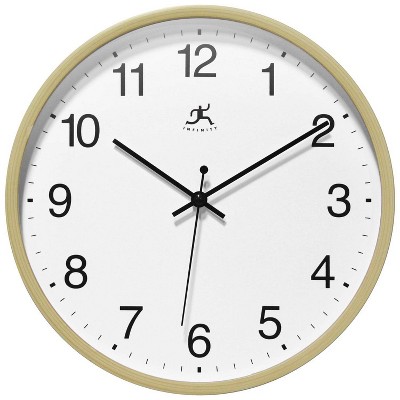 10" Light Oak Wall Clock Tan - Infinity Instruments: Modern Analog, Indoor Decorative Timepiece