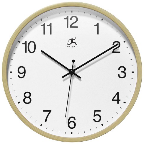 10 Light Oak Wall Clock Tan - Infinity Instruments