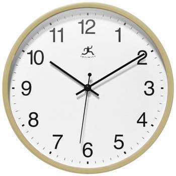 10" Light Oak Wall Clock Tan - Infinity Instruments