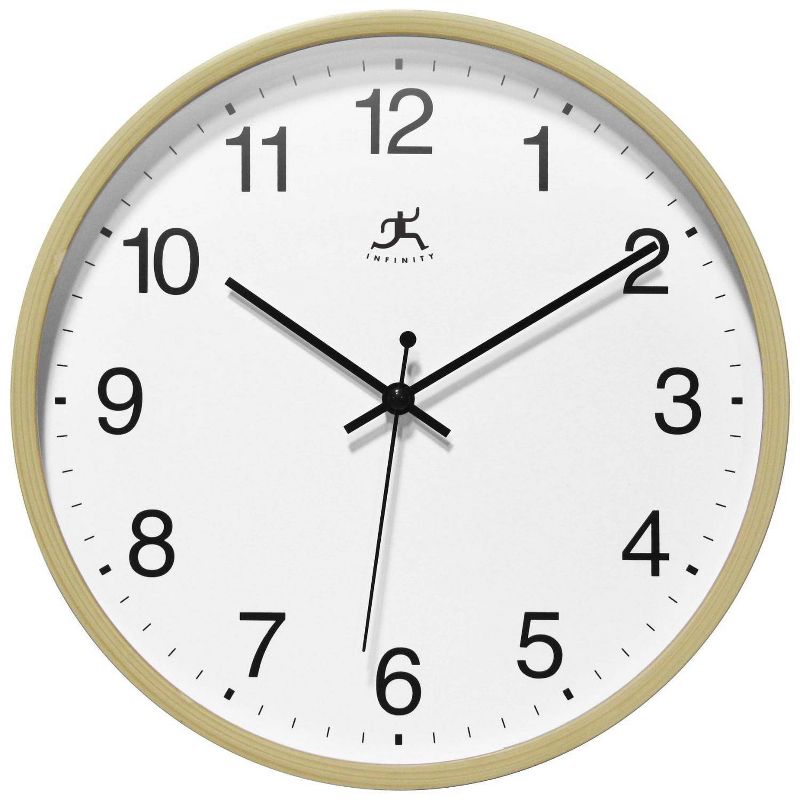 10&#34; Light Oak Wall Clock Tan - Infinity Instruments, 1 of 7