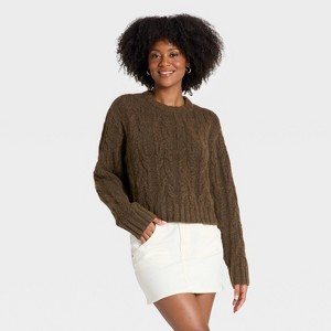 Women's Cozy Cable Crewneck Pullover Sweater - Universal Thread™ - 1 of 3