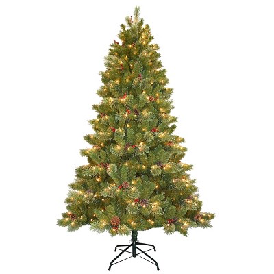 National Tree Company 7.5ft Cashmere Cone and Berry Decorated with Clear Lights