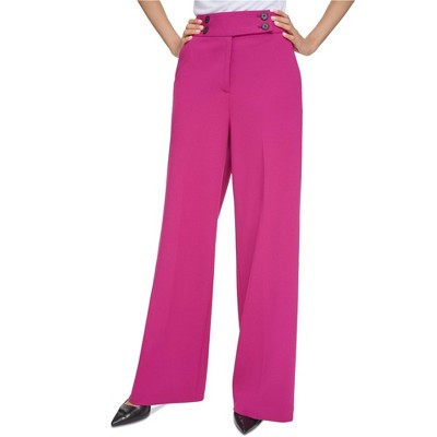 Calvin Klein Womens High Rise Wide Dress Pants