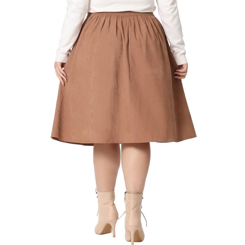 Agnes Orinda Women's Plus Size Casual Knee Faux Suede A Line Skirts, 4 of 6
