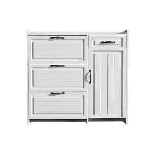 White color shoe cabinet with 4 doors 1 drawers,PVC door with shape ,large space for storage - 1 of 4