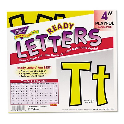 Trend Ready Letters Playful Combo Set Yellow 4"h 216/Set T79743