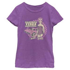 Girls Mattel Hot Wheels and Barbie California Vibes T Shirt - 1 of 4