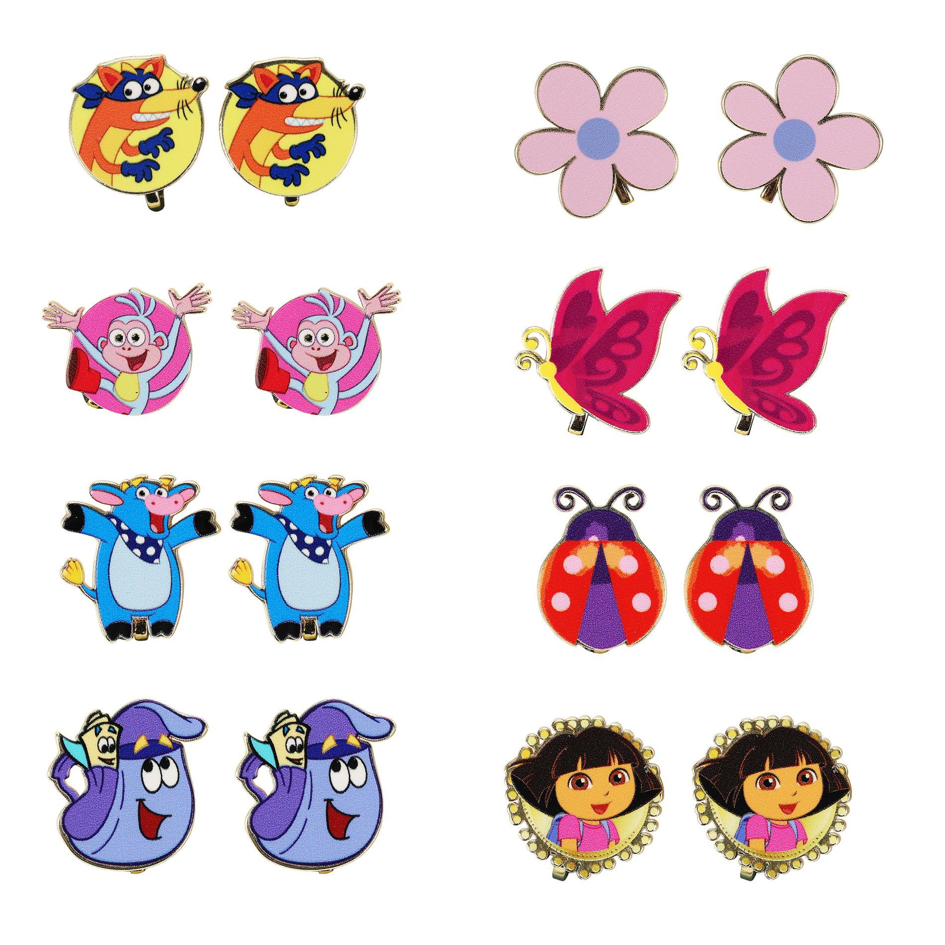 Dora The Explorer Character Shapes 8-Pair Earring Set