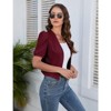 Womens Summer Cardigan Short Puff Sleeve Open Front Office Top Bussiness Jackets Work Suit for Women - 3 of 4
