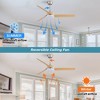 Wanze of Ocean 52 in. Smart Nickel Indoor ABS Wood Grain White Blade 3-Size Downrod Mount Ceiling Fan with 3-Color Dimmable Light - 4 of 4