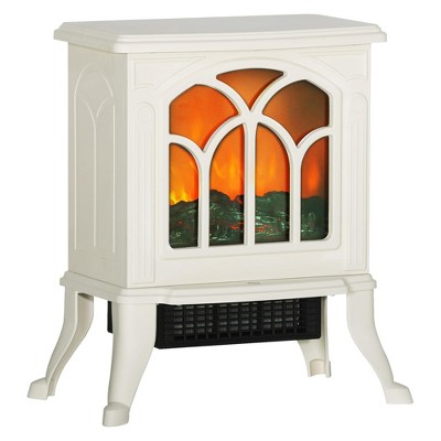 QingMoon Retro Electric Fireplace Stove, Freestanding Fireplace Heater with Realistic Flame and Overheating Protection for Living Room