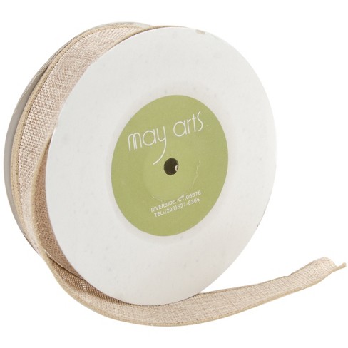 May Arts 1-Inch Wide Ribbon, White Grosgrain