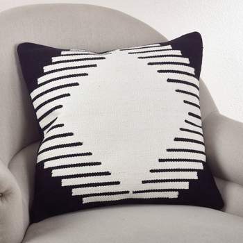 20"x20" Kilim Design Square Throw Pillow Black/White - Saro Lifestyle