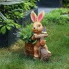LuxenHome Brown Bunny on a Bicycle MgO Planter - 3 of 4