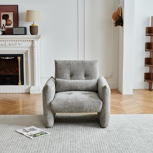 Aortzio Modern Tufted Velvet Accent Chair,Comfy Upholstered Armchair Leisure Single Sofa Chair with a Waist Pillow - 1 of 4