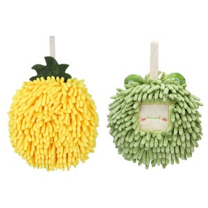 REGALWOVEN 2 Pcs Comfortable Soft Absorbent Chenille Ball Fuzzy Hand Towels - 1 of 4
