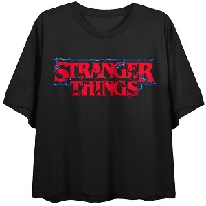 Stranger Things Classic Title Art Women’s Black Cropped Tee - 1 of 4