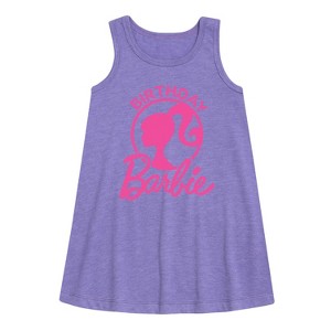 Girls' - Barbie - Birthday Graphic Sleeveless Aline Dress - 1 of 3