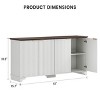 Modern Sideboard Buffet Cabinet, Farmhouse Fluted Doors Kitchen Storage Cabinet with Adjustable Shelves - 3 of 4