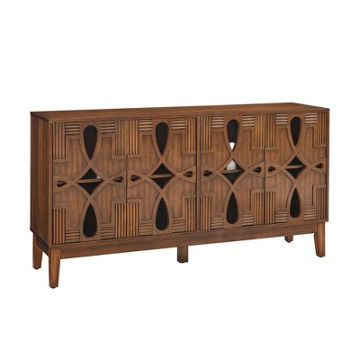 Lirago Mid Century Modern Sideboard Buffet Cabinet with Storage TV Media Console Table  4 Doors Adjustable Shelves Walnut Brown 32"H x 15.8"D x 60.5"W