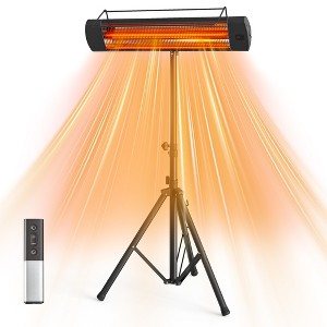 Outdoor 1500W Patio Heater, Electric Outdoor Heater with 24H Timer, IP65 Waterproof, Wall Mounted/Ceiling/Tripod - 1 of 4