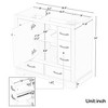 MAYEERTY 36" Bathroom Vanity without Sink 6 Drawers Drawer Divider Adjustable Shelf White - 4 of 4