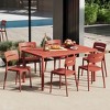 WestinTrends Playa 7-Piece Outdoor Rectangular Metal Patio Dining Table Set With Stackable Patio Chairs - 2 of 4