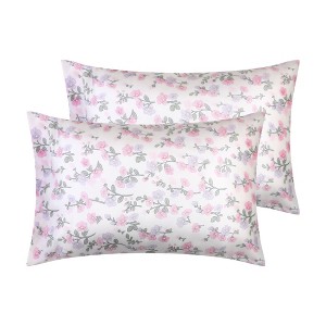 Unique Bargains Soft Breathable Floral Pattern Machine Washable Envelope Closure Pillowcase 2 Pcs - 1 of 4