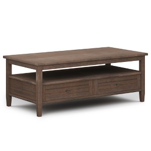 48" Solid Wood Coffee Table with Two Drawers and Storage, Square Tapered Legs, Ideal for Living Room or Family Room - 1 of 4