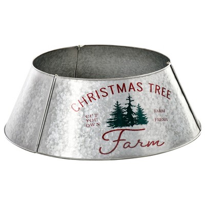HOMCOM Christmas Tree Collar, Steel Tree Ring Skirt Home Xmas Decoration with Christmas Tree Print, 26" Base