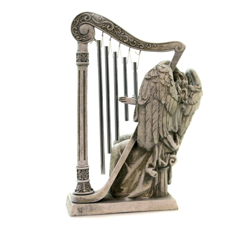 Home & Garden Angel With Harp  -  One Garden Statue 9.75 Inches -  Windchime Bereavement  -  68367  -  Polyresin  -  Gray, 2 of 4