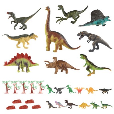 PICASSO-TILES 32 Piece Dinosaur Action Figures Toys with Play Mat Set, STEM Toys for Kids 3+