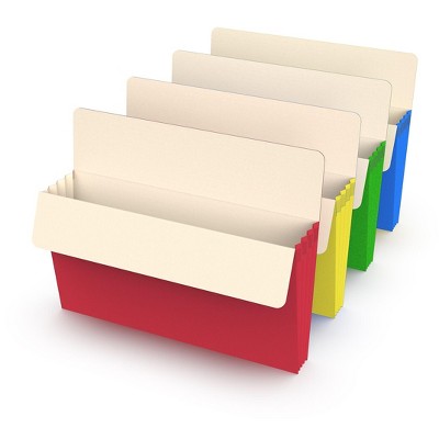 MyOfficeInnovations 3 1/2" Expansion Colored File Pockets Letter Assorted 5/Pack 227132