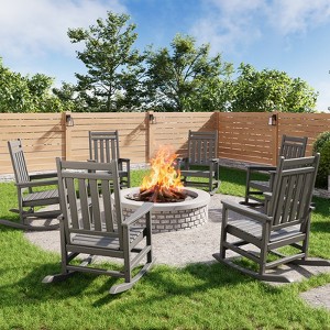 High Back Rocking Chair Set of 6 - HDPE Poly Lumber, 380lb Capacity & Weather-Resistant for Patio, Porch - 1 of 4